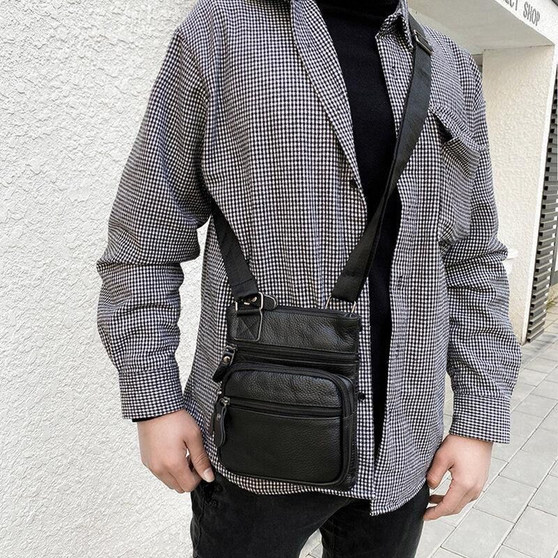 Sac À Bandoulière Résistant À L'usure Imperméable De Grande Capacité En Cuir Véritable Pour Hommes