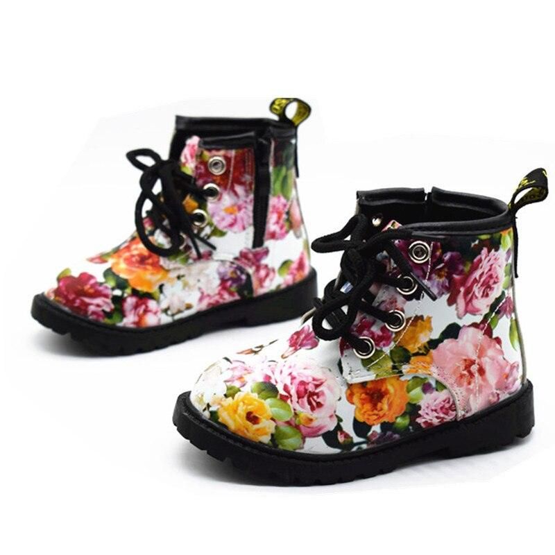 Bottes En Cuir À Motifs De Fleurs Pour Fille