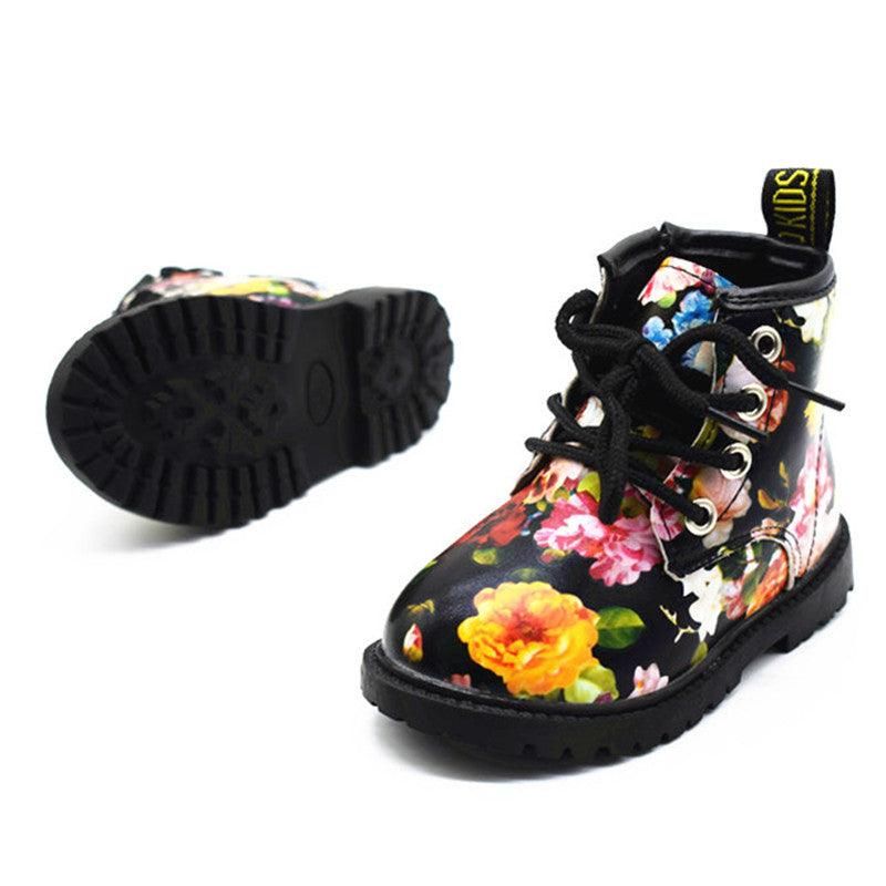 Bottes En Cuir À Motifs De Fleurs Pour Fille