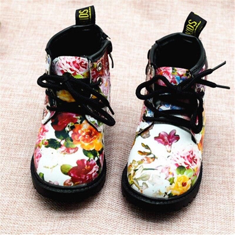 Bottes En Cuir À Motifs De Fleurs Pour Fille