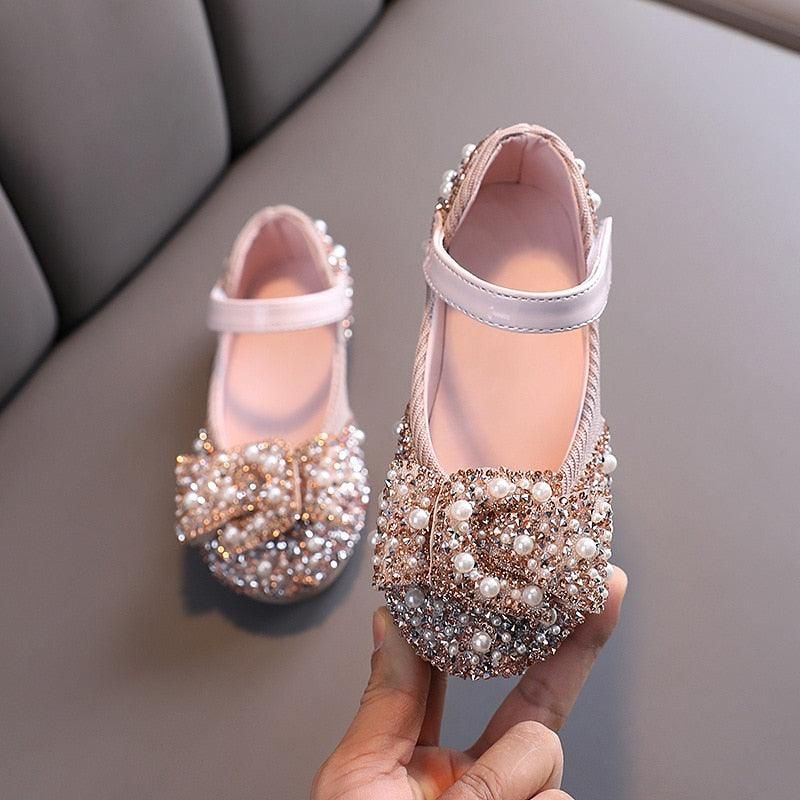 Chaussures Brillantes Décorées De Strass De Perles Pour Filles