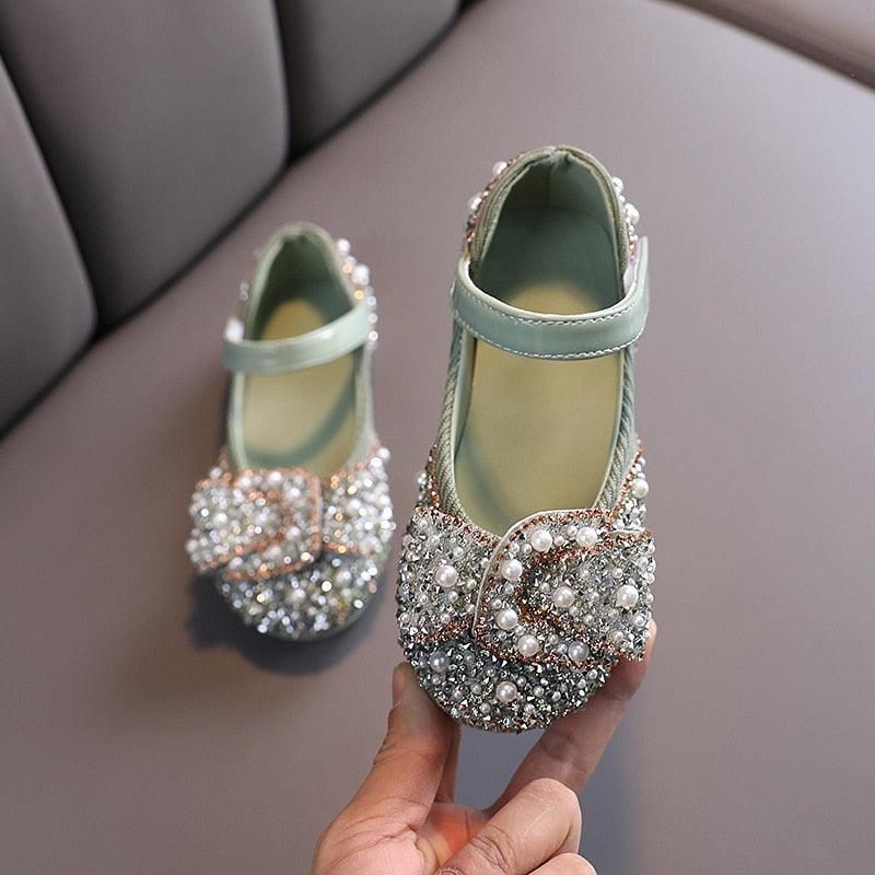 Chaussures Brillantes Décorées De Strass De Perles Pour Filles