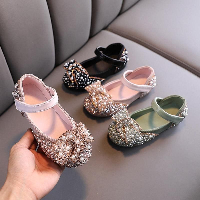 Chaussures Brillantes Décorées De Strass De Perles Pour Filles