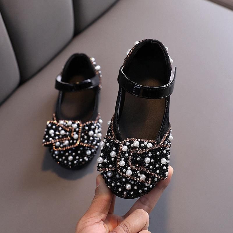 Chaussures Brillantes Décorées De Strass De Perles Pour Filles