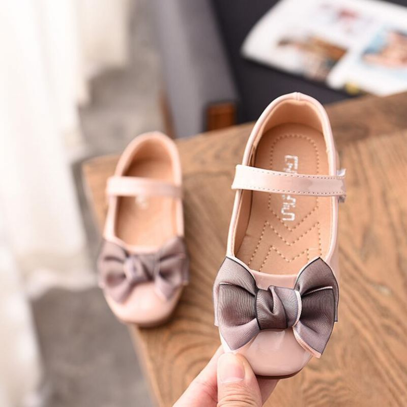 Chaussures Princesse En Cuir Avec Nœud Pour Filles