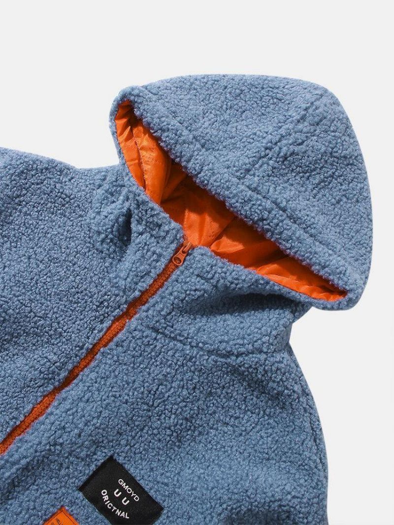 Veste À Capuche En Peluche Avec Lettre Brodée Pour Hommes Avec Poche