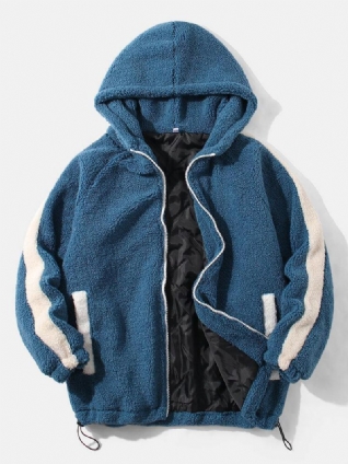 Veste À Capuche En Polaire À Manches Raglan Avec Patchwork Sur Le Côté Pour Hommes Avec Poche