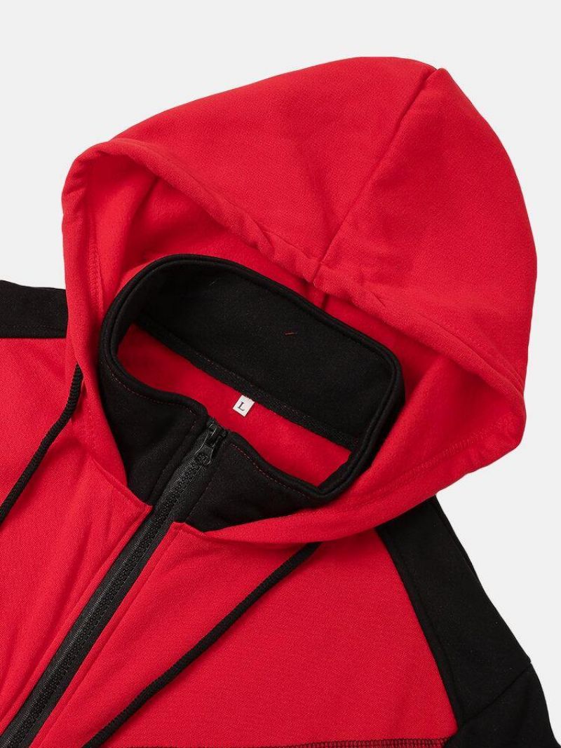 Veste À Capuche De Sport Décontractée À Fermeture Éclair De Couleur Contrastée Pour Homme