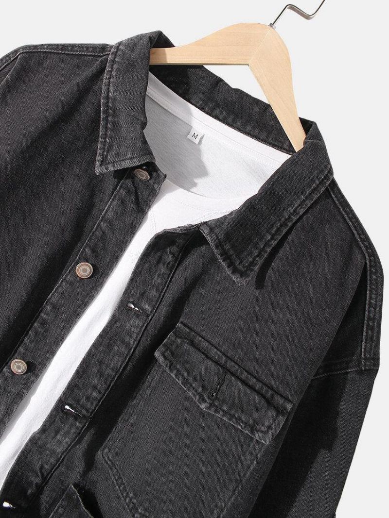 Veste En Jean Décontractée Élégante À Plusieurs Poches Vintage Lavée Pour Hommes