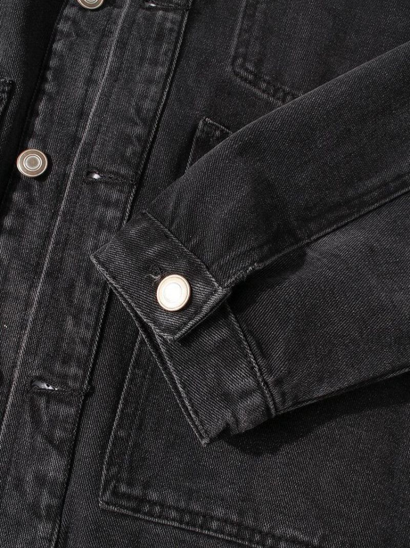 Veste En Jean Décontractée Élégante À Plusieurs Poches Vintage Lavée Pour Hommes