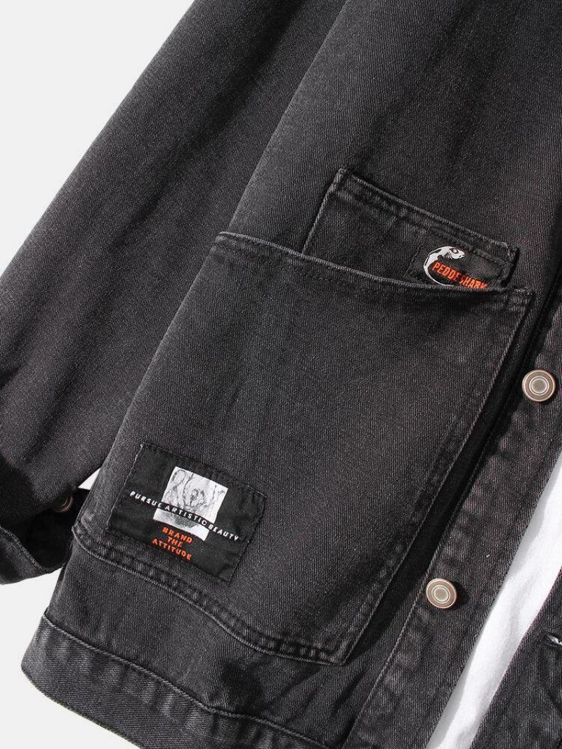 Veste En Jean Décontractée Élégante À Plusieurs Poches Vintage Lavée Pour Hommes