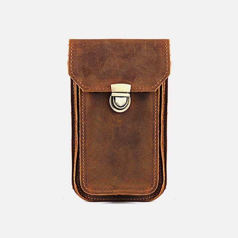 Hommes En Cuir Véritable 5.5 6.5 Pouces Sac De Téléphone Sac De Taille Suspendu En Cuir