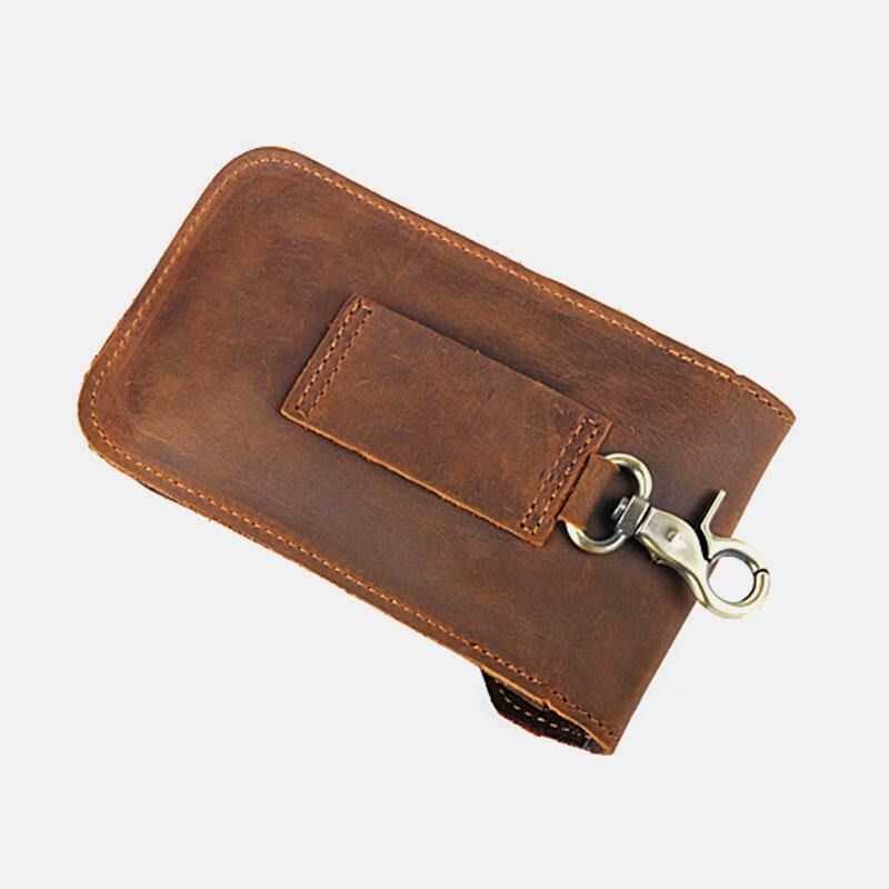 Hommes En Cuir Véritable 5.5 6.5 Pouces Sac De Téléphone Sac De Taille Suspendu En Cuir