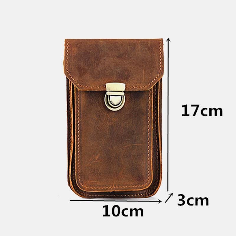 Hommes En Cuir Véritable 5.5 6.5 Pouces Sac De Téléphone Sac De Taille Suspendu En Cuir