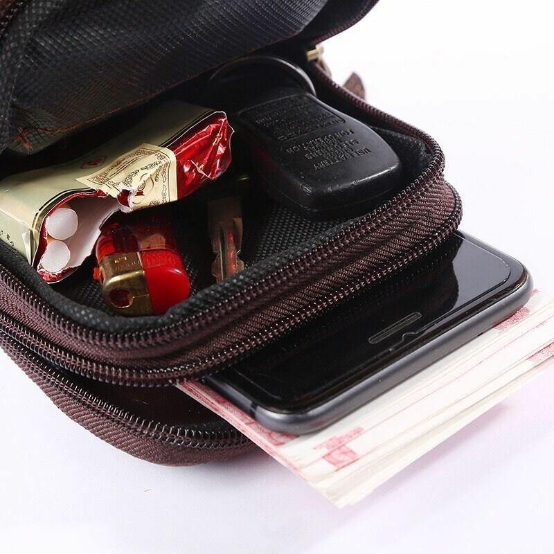 Hommes En Cuir Véritable Rétro Affaires Étanche 6.3 Pouces Sac De Téléphone Sac De Taille Avec Boucle De Ceinture