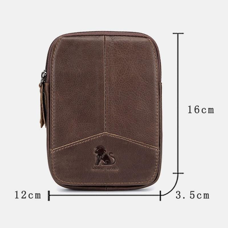 Hommes En Cuir Véritable Rétro Extérieur 6.5 Pouces Téléphone Sac Ceinture Main Libre Sac De Taille