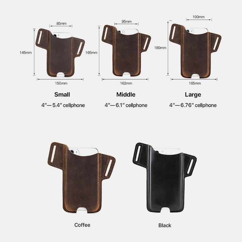 Hommes En Cuir Véritable Cuir De Vache Edc 6.5 Pouces Sac De Téléphone Sac De Taille Sac À Bandoulière