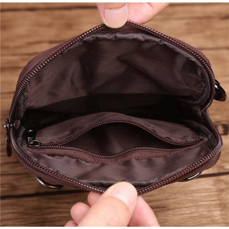 Hommes En Cuir Véritable Cuir De Vachette 6-7 Pouces Téléphone Sac Multi-transport Sac À Bandoulière Sac De Taille Avec Boucle De Ceinture