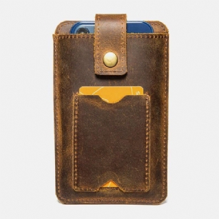 Hommes En Cuir Véritable Vintage 5.8 Pouces Sac De Téléphone Porte-cartes Sac De Taille En Peau De Vache