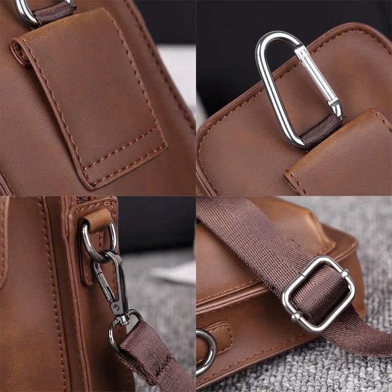 Hommes Faux Cuir Mini Casual Multi-porter Taille Suspendu 6.3 Pouces Téléphone Sac À Bandoulière Sac À Bandoulière Avec Boucle De Ceinture