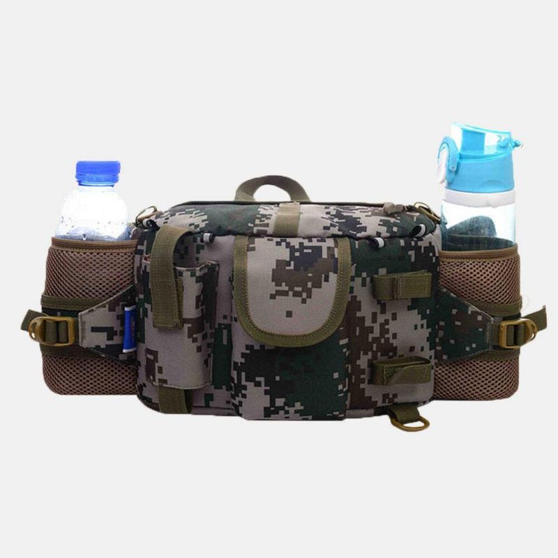 Hommes Nylon Camouflage Grande Capacité Multifonctionnel Multi-poches Respirant Sac De Pêche En Plein Air Sac À Dos Taille Sac