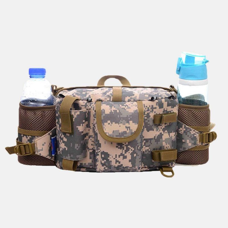 Hommes Nylon Camouflage Grande Capacité Multifonctionnel Multi-poches Respirant Sac De Pêche En Plein Air Sac À Dos Taille Sac