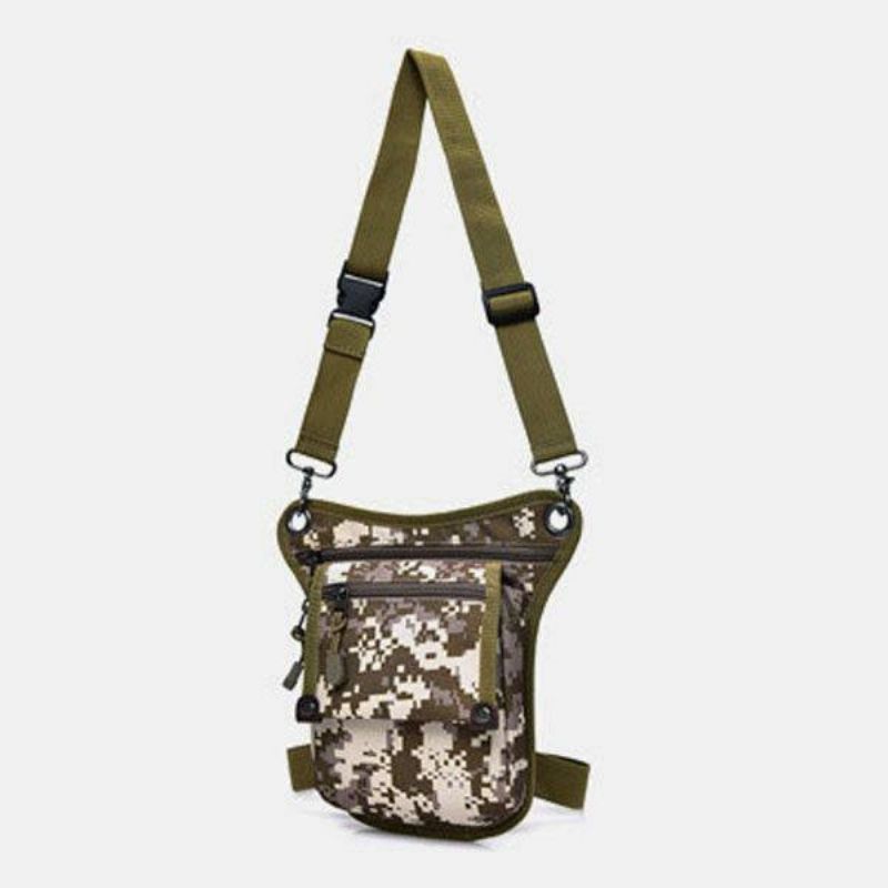 Hommes Nylon Camouflage Tactique Sport De Plein Air Multifonction Étanche Taille Sac Jambe Sac Sac À Bandoulière Pour L'équitation