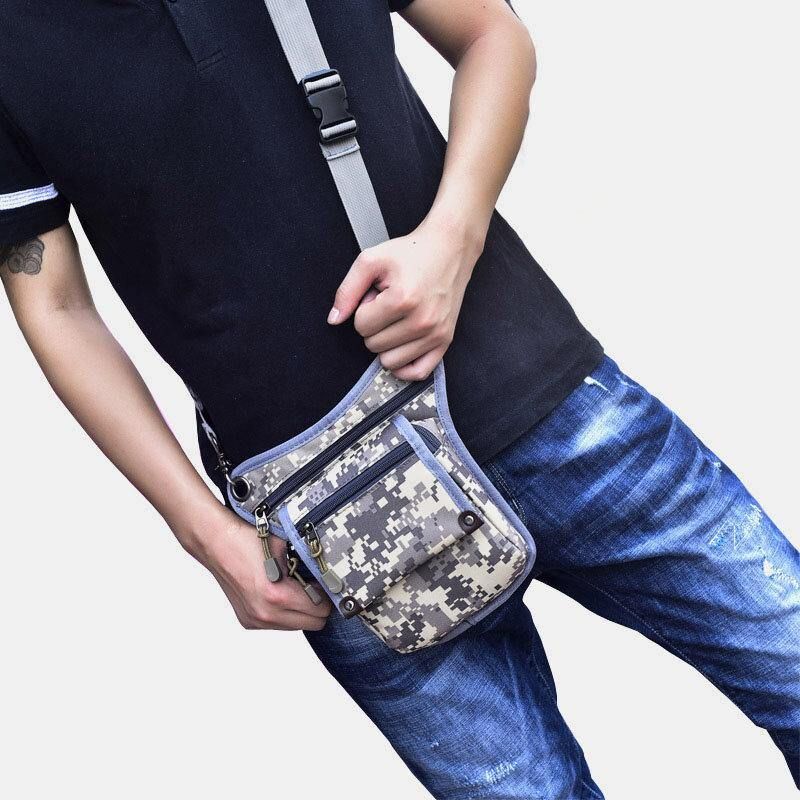 Hommes Nylon Camouflage Tactique Sport De Plein Air Multifonction Étanche Taille Sac Jambe Sac Sac À Bandoulière Pour L'équitation