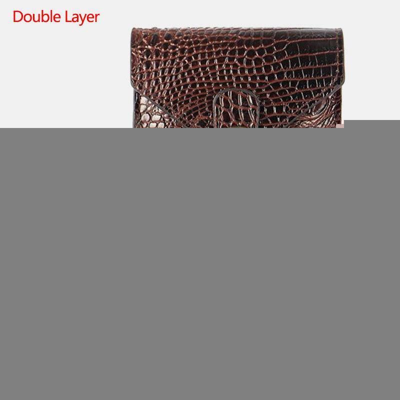 Hommes Pu Cuir Crocodile Motif Multifonctionnel Décontracté Double Couche 6.5 Pouces Téléphone Sac Taille Sac Avec Crochet