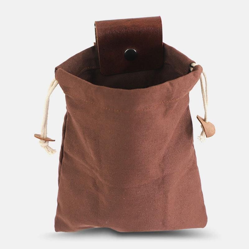 Hommes Toile En Cuir Véritable Edc Pliant Fourrage Sac Taille Sac Portefeuille Fruits Cueillette Sac Sac De Rangement