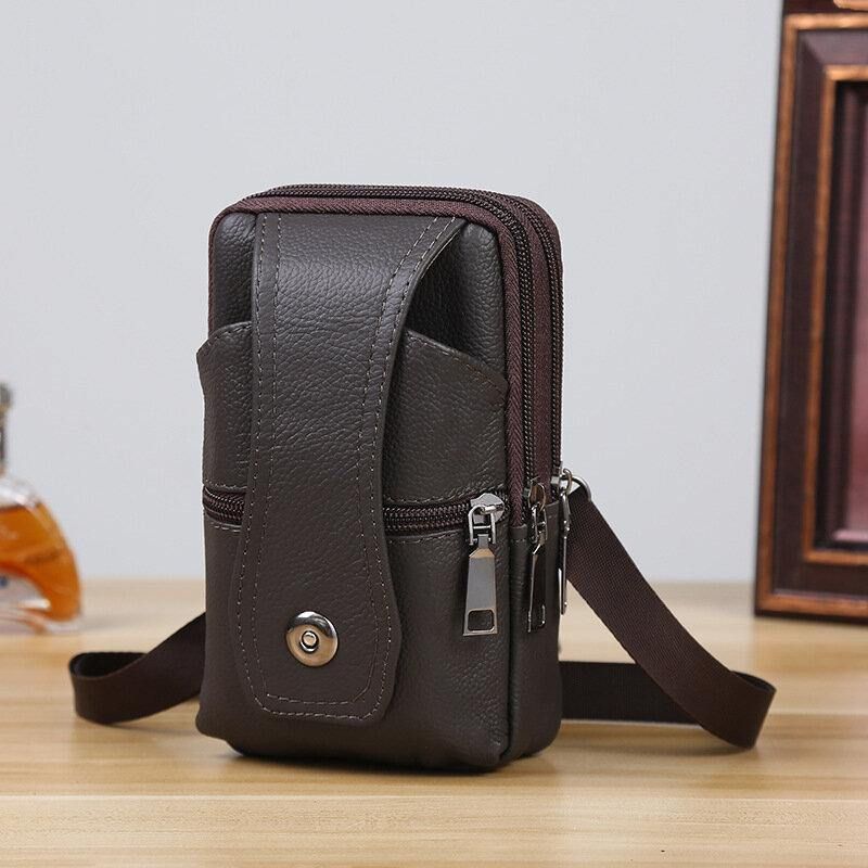 Sac De Taille Pour Homme En Cuir Véritable Business Multi-transport 6.3 Pouces