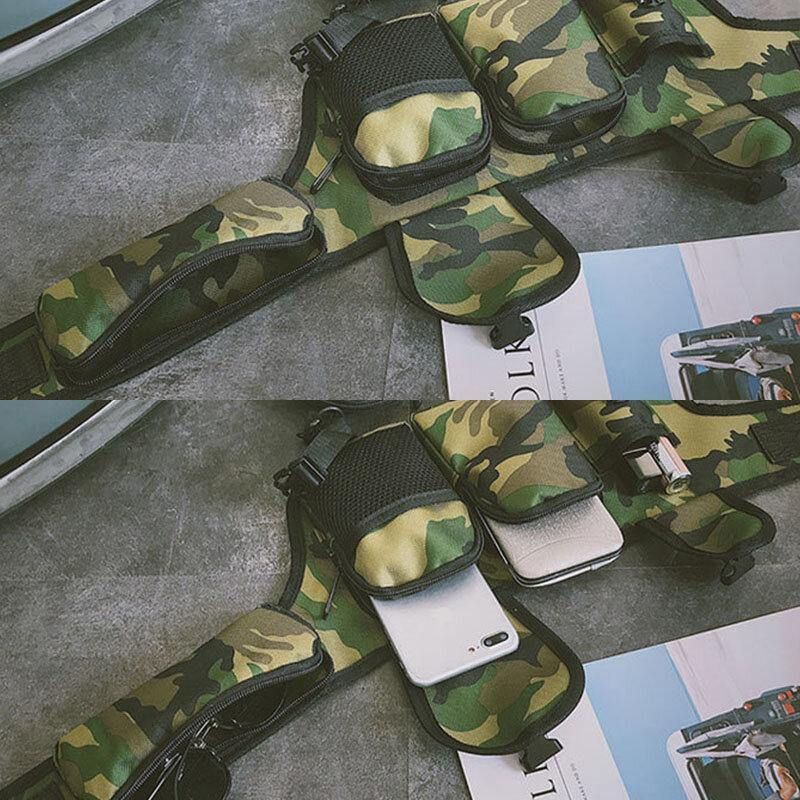 Unisexe Hip-hop Style Camouflage Street Mode Outdoor Multi-poches Bullet Bag Waist Bag Chest Bag