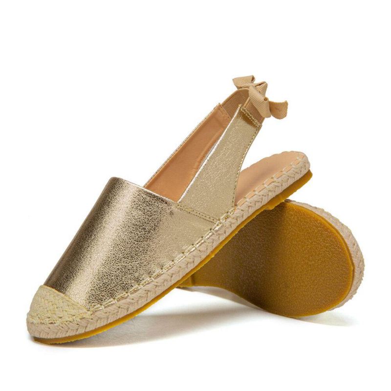 Espadrilles Plates Confortables Métalliques À Bout Fermé Pour Femmes