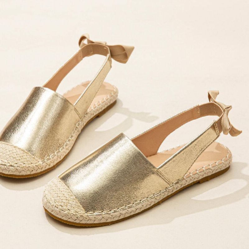 Espadrilles Plates Confortables Métalliques À Bout Fermé Pour Femmes