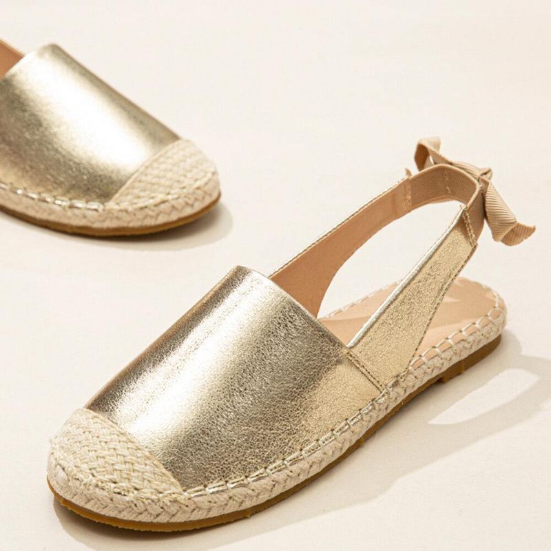 Espadrilles Plates Confortables Métalliques À Bout Fermé Pour Femmes