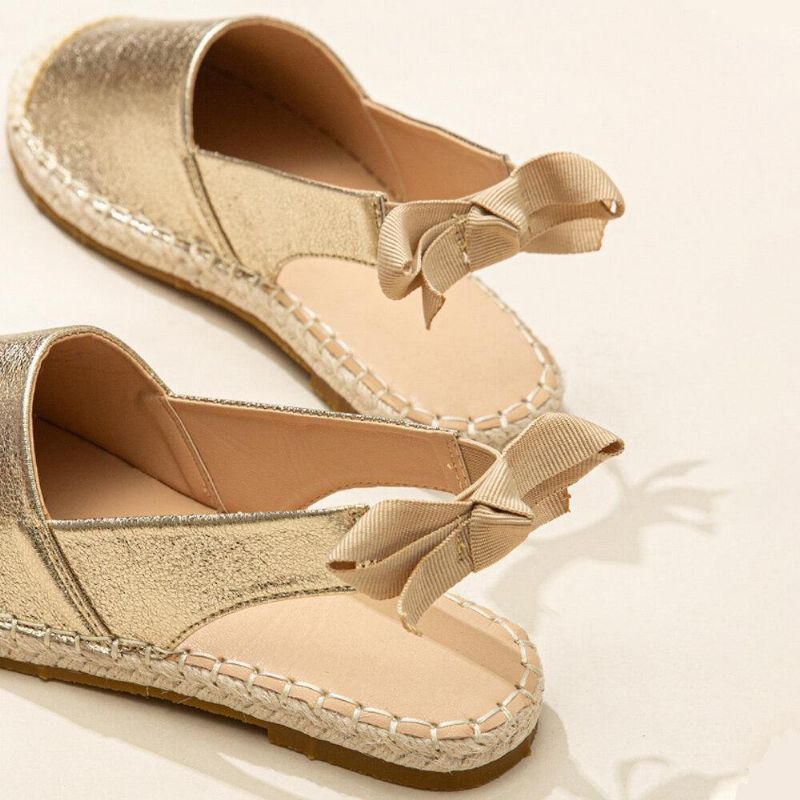 Espadrilles Plates Confortables Métalliques À Bout Fermé Pour Femmes