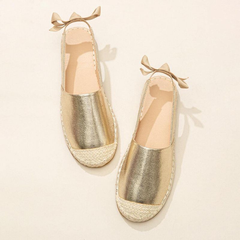 Espadrilles Plates Confortables Métalliques À Bout Fermé Pour Femmes