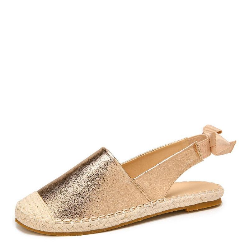 Femmes Casual Bout Fermé Bowknot Talon Espadrille Épissage Appartements Sandales De Pêcheur