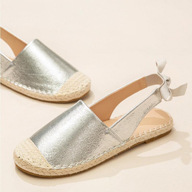 Femmes Casual Bout Fermé Bowknot Talon Espadrille Épissage Appartements Sandales De Pêcheur