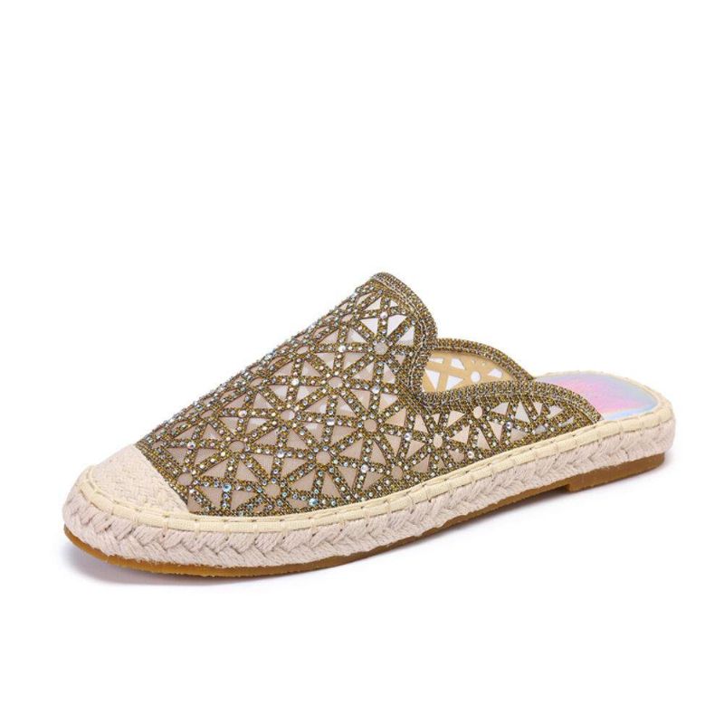 Femmes Casual Strass Confortable Wearable Flat Backless Sandals