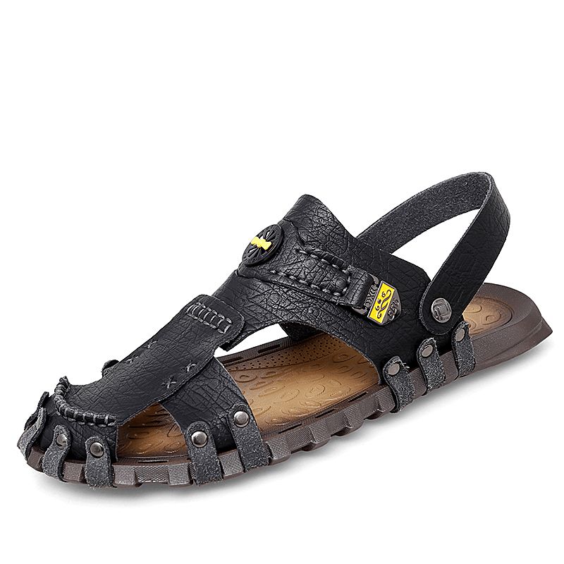 Hommes Casual Soft Micro Fiber Metal Decoration À Enfiler Outdoor Sandals