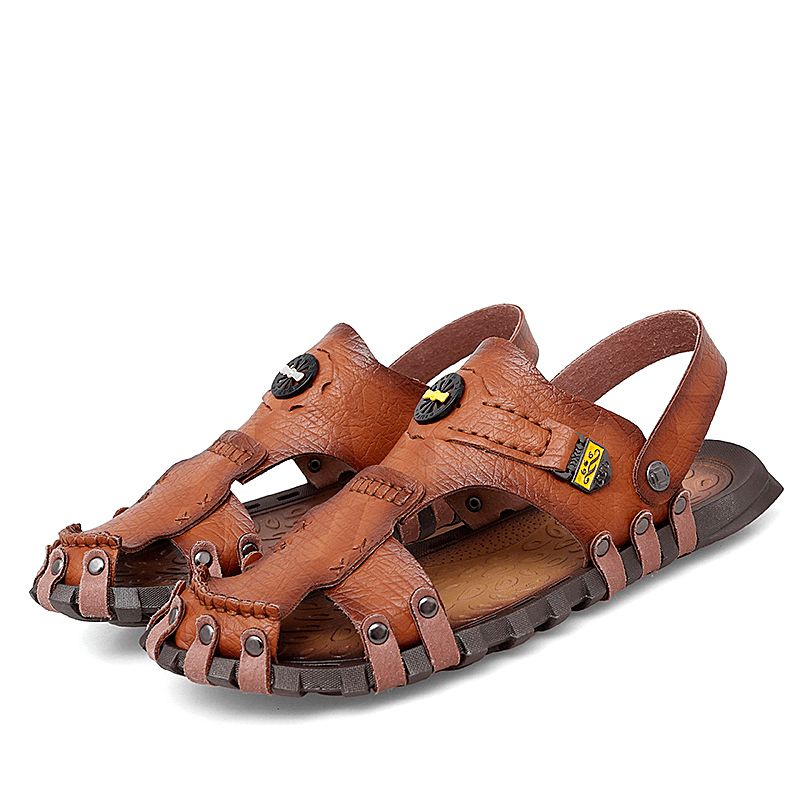 Hommes Casual Soft Micro Fiber Metal Decoration À Enfiler Outdoor Sandals