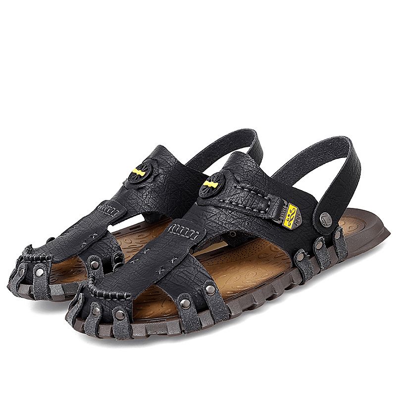 Hommes Casual Soft Micro Fiber Metal Decoration À Enfiler Outdoor Sandals