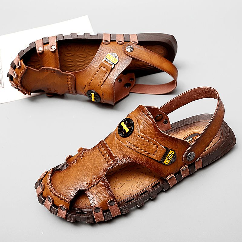 Hommes Casual Soft Micro Fiber Metal Decoration À Enfiler Outdoor Sandals