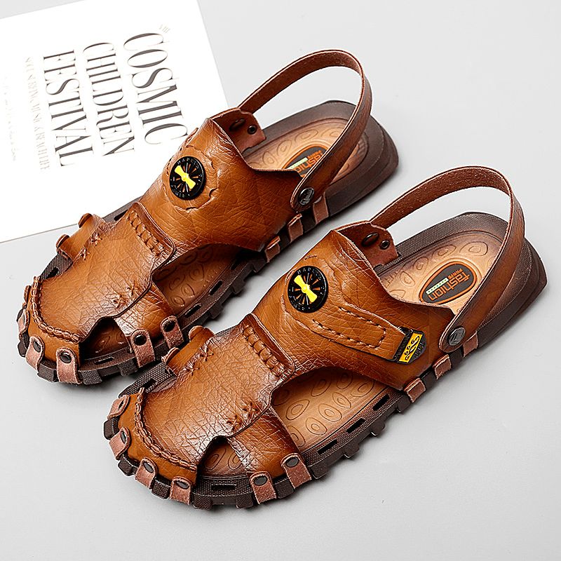 Hommes Casual Soft Micro Fiber Metal Decoration À Enfiler Outdoor Sandals