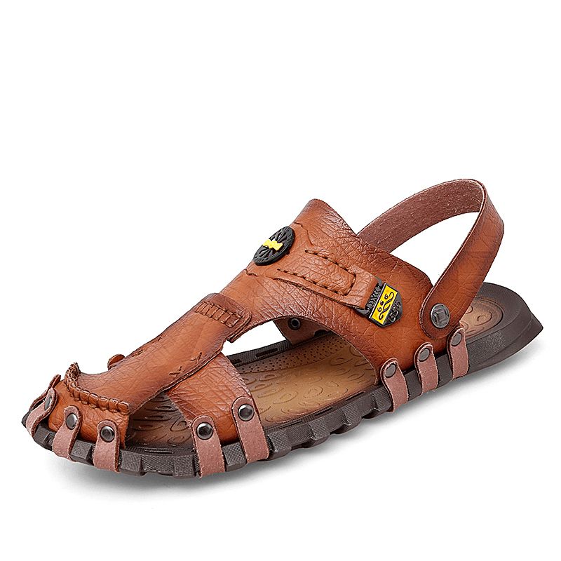 Hommes Casual Soft Micro Fiber Metal Decoration À Enfiler Outdoor Sandals