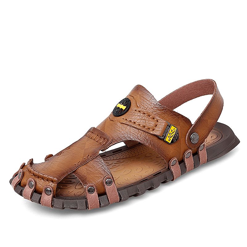 Hommes Casual Soft Micro Fiber Metal Decoration À Enfiler Outdoor Sandals